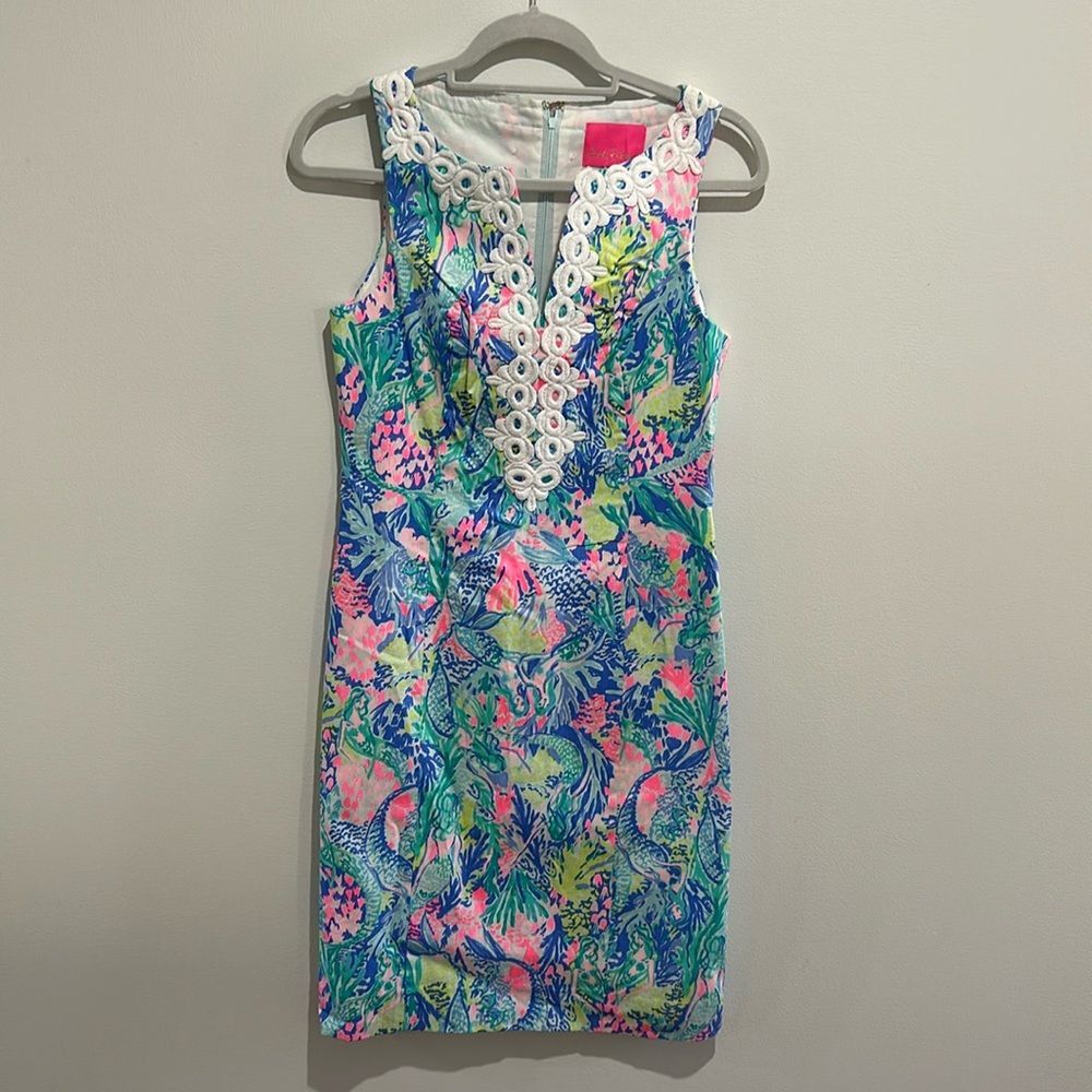 NWT Lilly Pulitzer Gabby Stretch Shift Dress Mermaids Cove- size 4